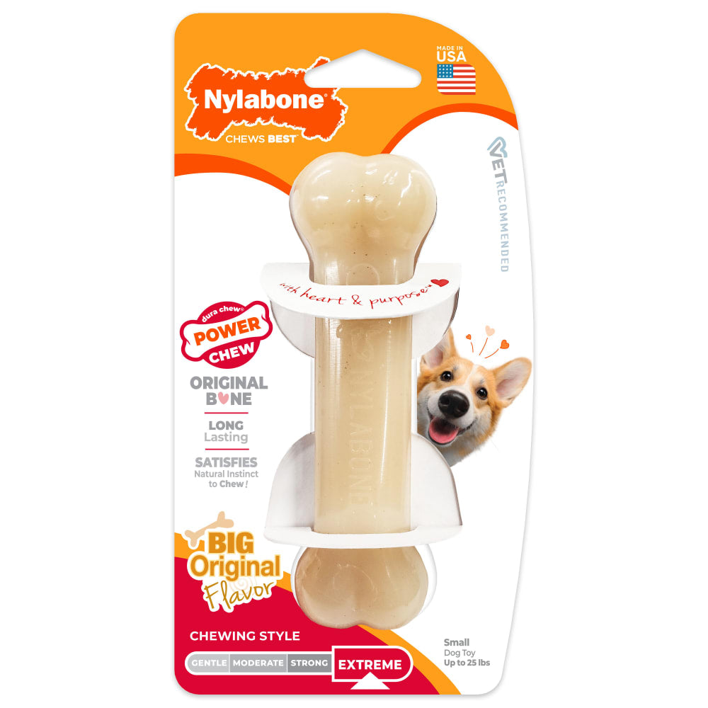Nylabone Power Chew hueso original de nylon para perro de mordida fuerte, Small hasta 11 kg