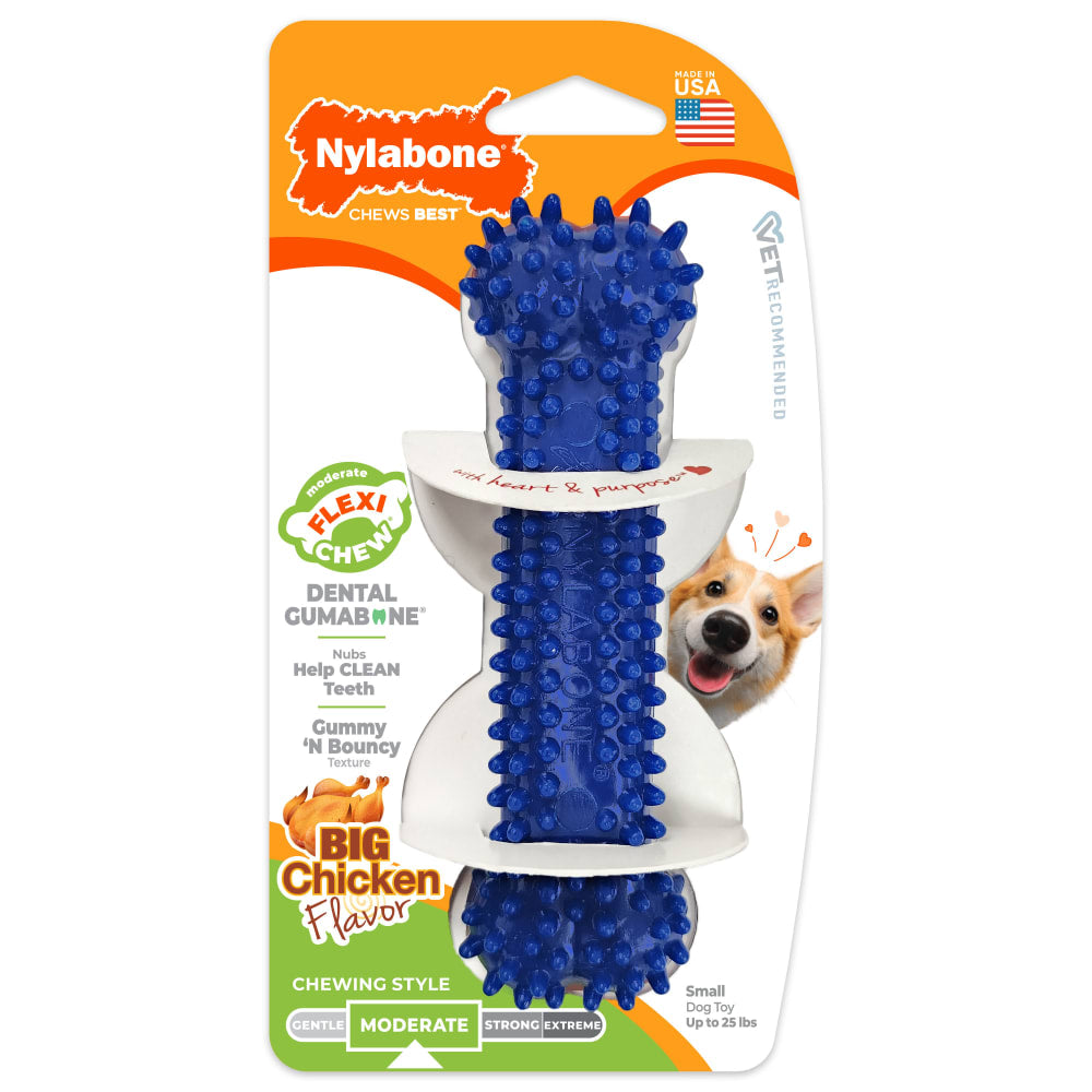 Nylabone Flexi Chew hueso dental texturizado sabor pollo para perro, Small hasta 11 kg