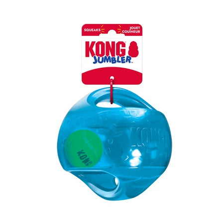 KONG Jumbler Ball pelota con asas y chillido para perro, mediana/grande