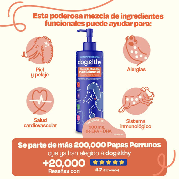ACEITE DE SALMON PURO 240ML DOGELTHY