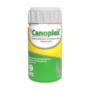 Holland Canoplex AGES suplemento para piel y pelo de perro con omega 3 y 6 y colágeno, 30 tabletas