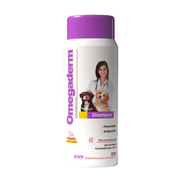 Holland Omegaderm shampoo humectante y antiprurítico para perro y gato, 350 ml