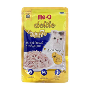 Me-O Delite Senior 7+ alimento húmedo en sobre para gato senior, atún en gelatina, 70 g