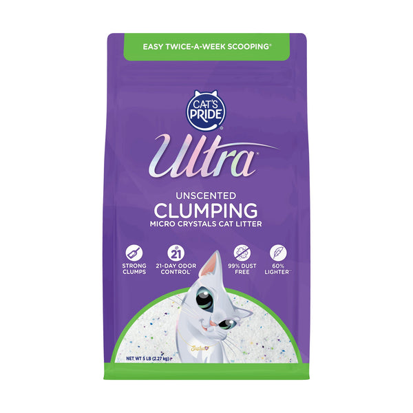 Ultra by Cat's Pride arena de microcristales aglutinante sin fragancia para gato, 2.27 kg (5 lb)