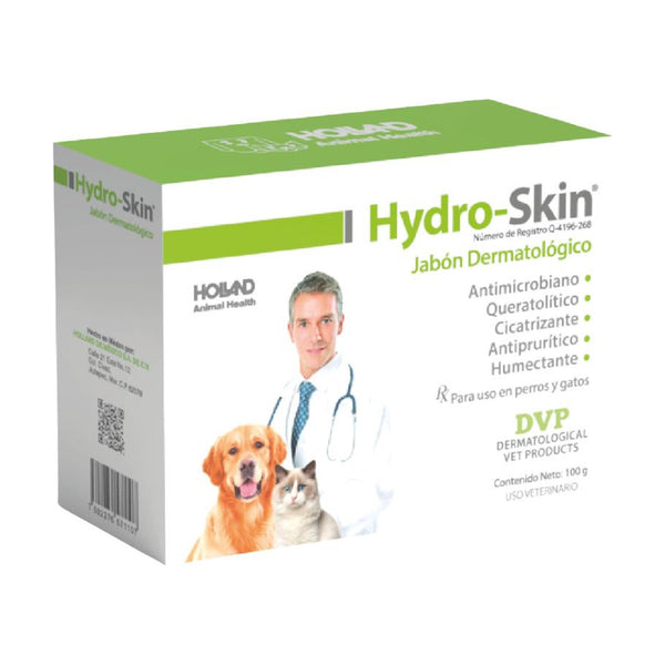 Holland Hydro-Skin jabón dermatológico antimicrobiano y queratolítico para perro y gato, 100 g