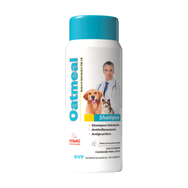 Holland Oatmeal shampoo hidratante de avena para perro y gato con piel sensible, 250 ml