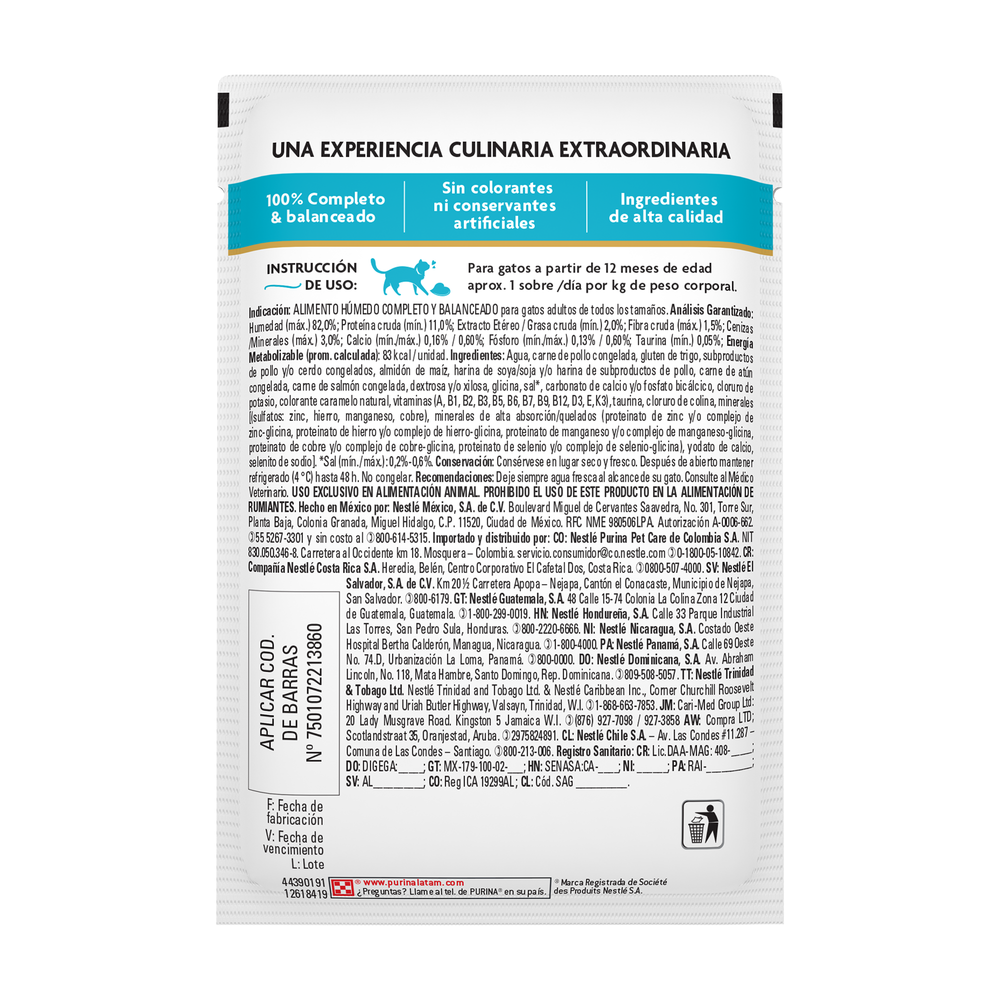 Fancy Feast Casserole atún y salmón alimento húmedo en sobre para gato adulto, 85 g