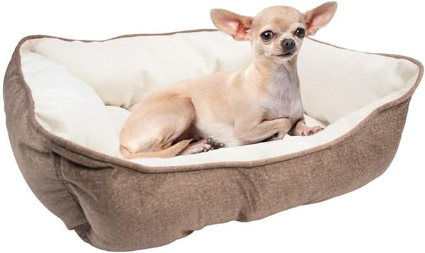 CAMA PARA MASCOTAS DOBLE VISTA CAFE Y BEIGE FANCY PETS