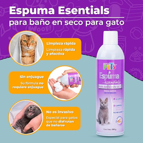 ESPUMA BAÑO EN SECO PARA GATOS 300G FANCY PETS