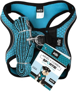 SPORTIE HARNESS AND LEASH SET BLUE M