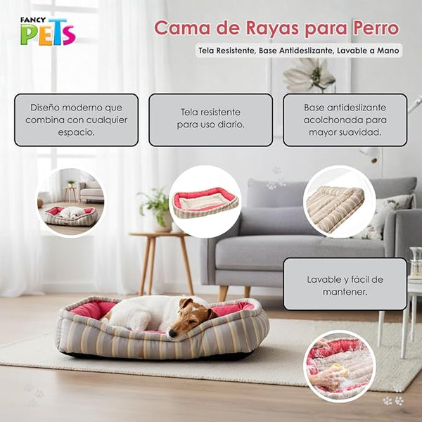 CAMA PARA MASCOTAS DE RAYAS FIUSHA GRANDE FANCY PETS