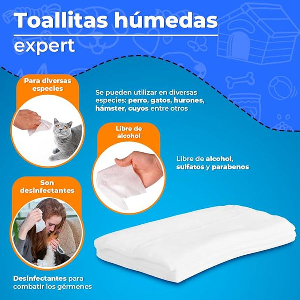 TOALLITAS HUMEDAS PARA MASCOTAS 40 PZAS FANCY PETS