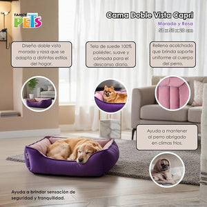 REVERSIBLE PET BED CAPRI PURPLE PINK FANCY PETS