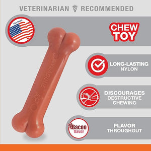 JUGUETE PARA PERRO SABOR TOCINO DURA CHEW NYLABONE