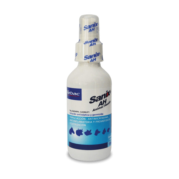 Virbac Sanix AH solución antiséptica y germicida en spray para perro y gato, 120 ml