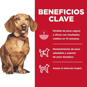 ALIMENTO PARA PERROS RAZA PEQUEÑA Y MINI CONTROL DE PESO 5.7KG HILLS