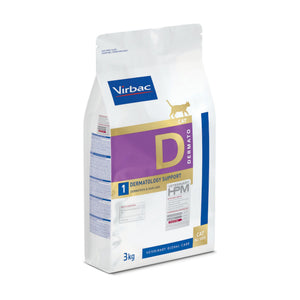 Virbac Veterinary HPM Cat Dermatology Support alimento seco para gato, cuidado de la piel y el pelo, 3 kg
