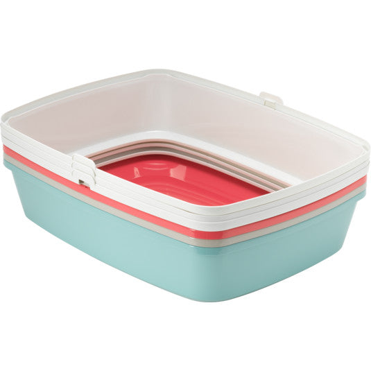 Moderna Maryloo arenero abierto con borde para gato, grande, 50 cm, Coral