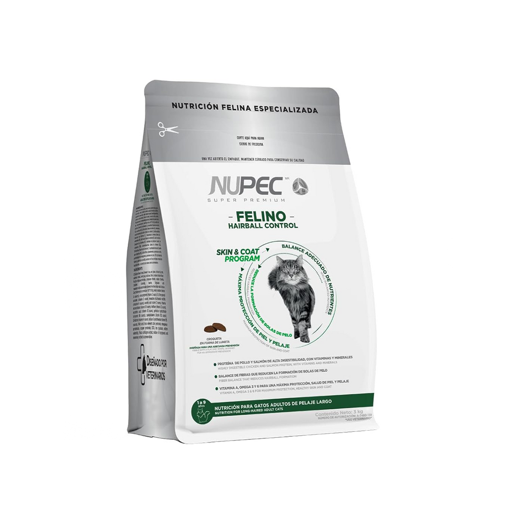 ALIMENTO SECO PARA GATO CONTRO DE BOLAS DE PELO 3K NUPEC