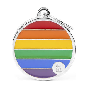 MyFamily Rainbow placa de identificación redonda para perro, grande