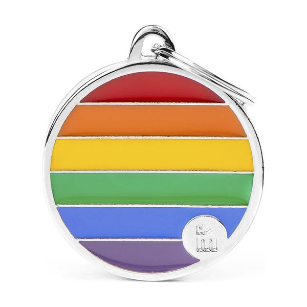 MyFamily Rainbow placa de identificación redonda para perro, grande
