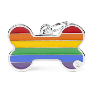 MyFamily Rainbow placa de identificación hueso para perro, XL