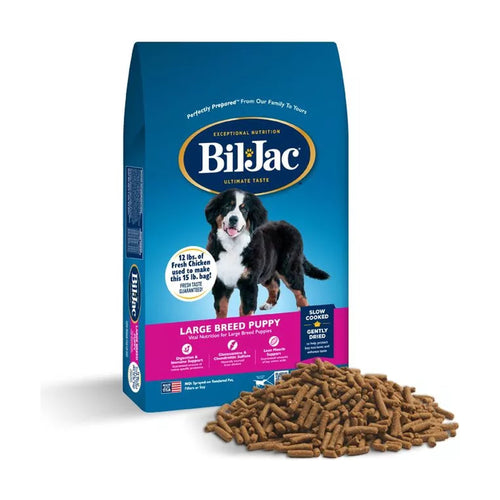 Bil-Jac Large Breed Puppy alimento seco para cachorro de raza grande, con pollo