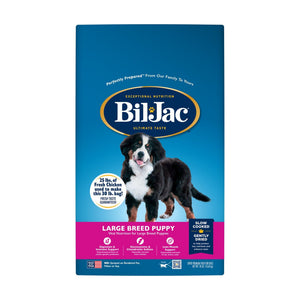 Bil-Jac Large Breed Puppy alimento seco para cachorro de raza grande, con pollo