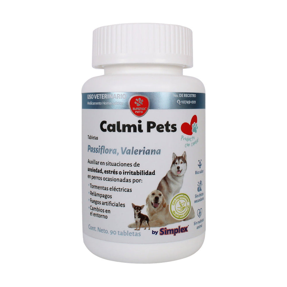 Nartex Calmi Pets tabletas homeopáticas con passiflora y valeriana para perro, 90 tabletas