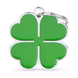 MyFamily Charms placa de identificación trébol de cuatro hojas para perro, grande