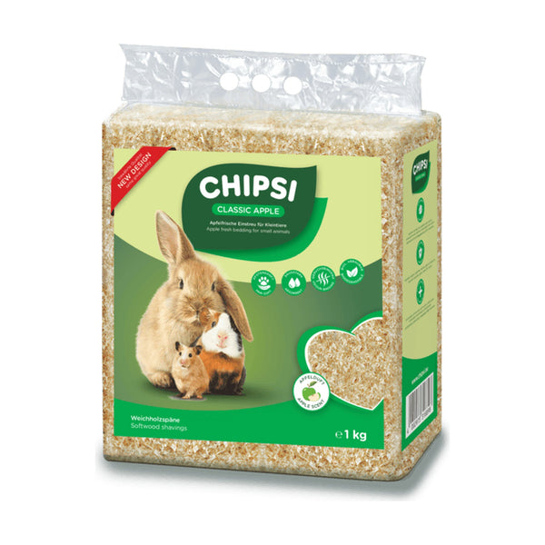 Chipsi Classic Green Apple viruta de madera con aroma a manzana para pequeñas mascotas, 15 L