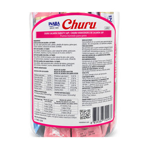 INABA Churu bote de premios cremosos para gato variedades de salmón, 50 tubos de 14 g