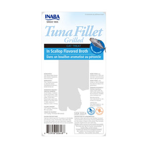 INABA Tuna Fillet Grilled filete de atún asado para gato en caldo sabor vieira, 15 g