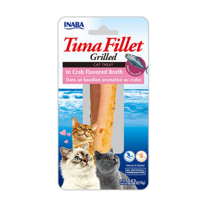 INABA Tuna Fillet Grilled filete de atún asado para gato en caldo sabor cangrejo, 15 g