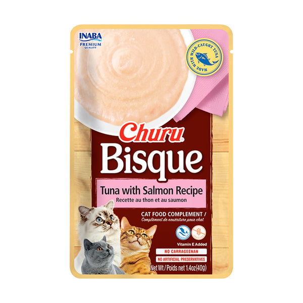 INABA Churu Bisque complemento cremoso para gato receta de atún con salmón, 40 g