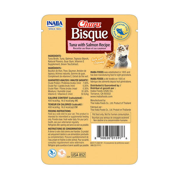 INABA Churu Bisque complemento cremoso para gato receta de atún con salmón, 40 g