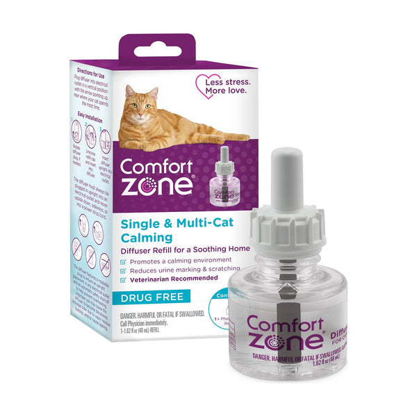 Comfort Zone Single & Multi-Cat repuesto calmante para difusor, para uno o varios gatos, 48 ml