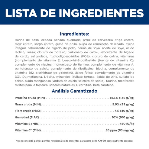 ALIMENTO SECO PARA PERRO SENIOR 7+ RAZAS PEQUEÑAS 6.8KG HILLS