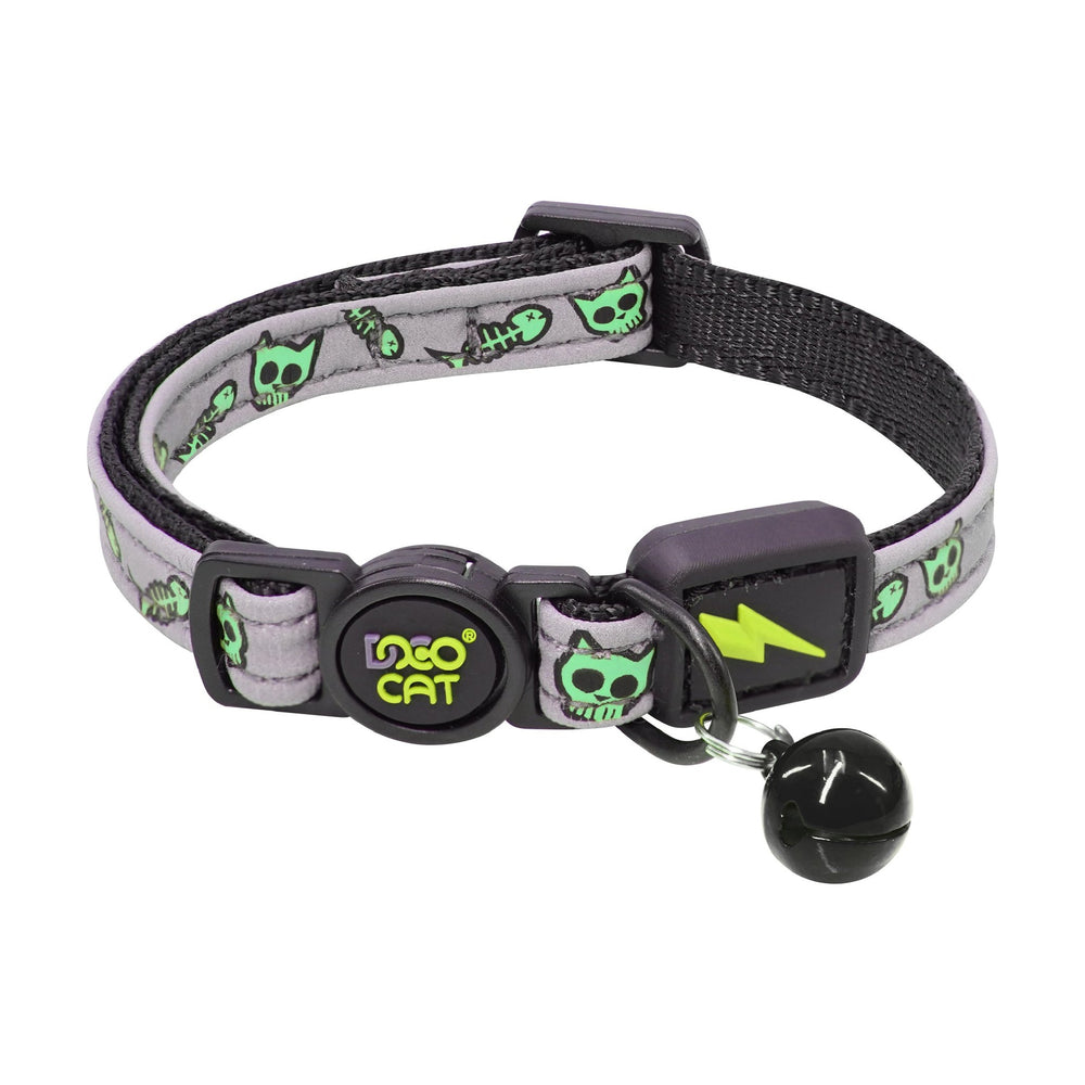 Collar para gato DOCO estampado reflejante con hebilla de seguridad y cascabel