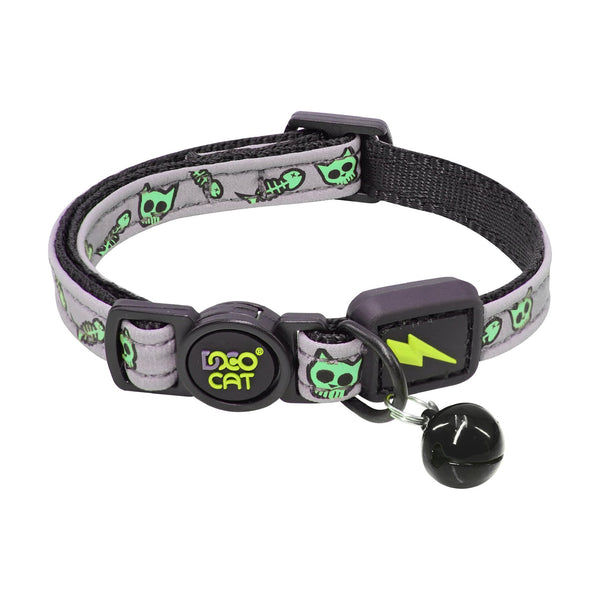 Collar para gato DOCO estampado reflejante con hebilla de seguridad y cascabel