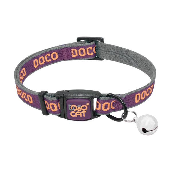 Collar para gato DOCO jacquard con hebilla de seguridad ajustable y cascabel