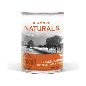 Diamond Naturals Chicken Dinner alimento húmedo en lata para perro adulto y cachorro, pollo, 374 g