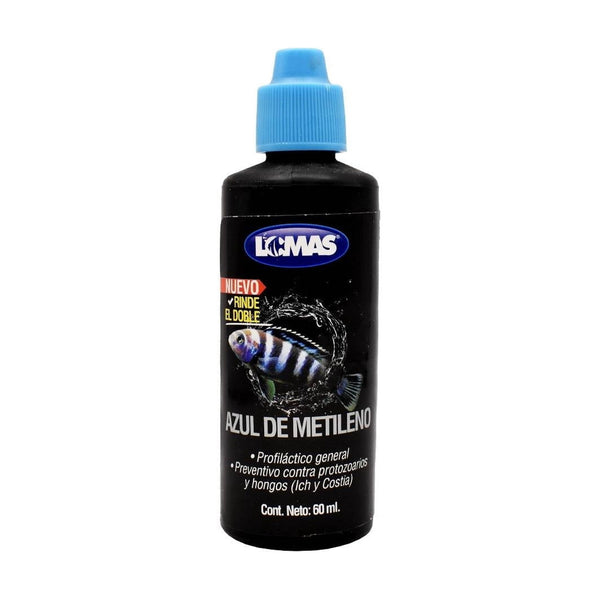 Lomas azul de metileno, preventivo contra hongos y protozoarios para peces de ornato