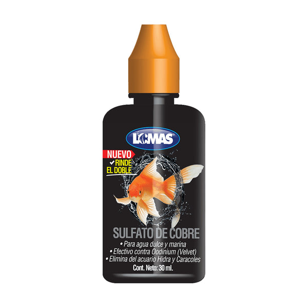 Lomas sulfato de cobre contra Oodinium (velvet) para acuario, 30 ml