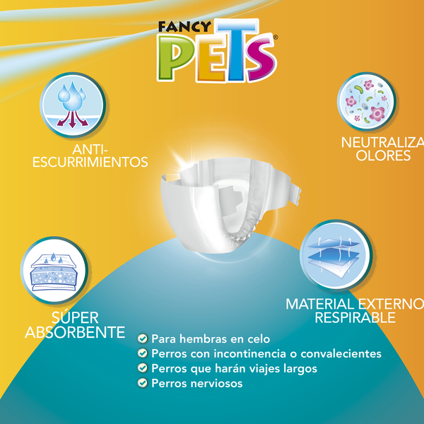 PAÑAL PARA PERRO MED 12 PZAS FANCY PETS