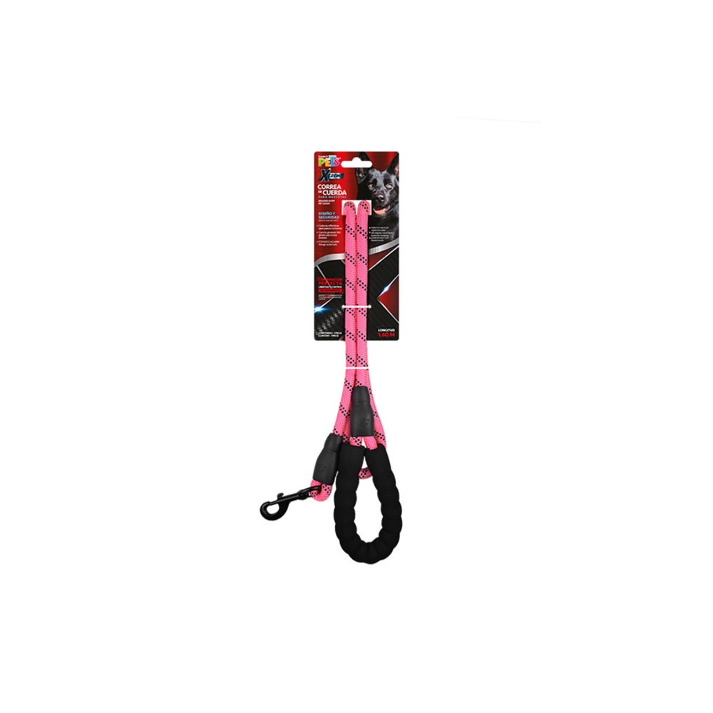 CORREA PARA PERRO DE CUERDA ROSA 1.60 M FANCY PETS