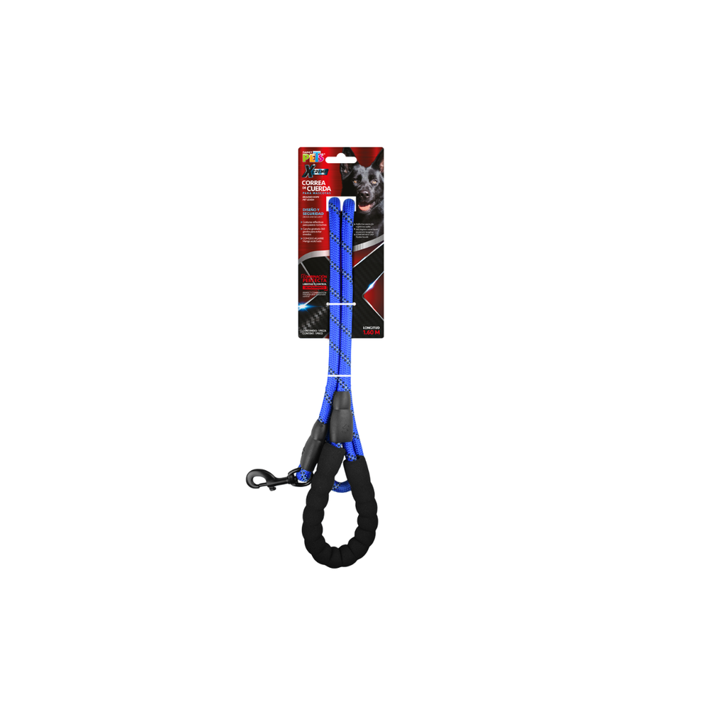 CORREA PARA PERRO DE CUERDA AZUL 1.60 M FANCY PETS