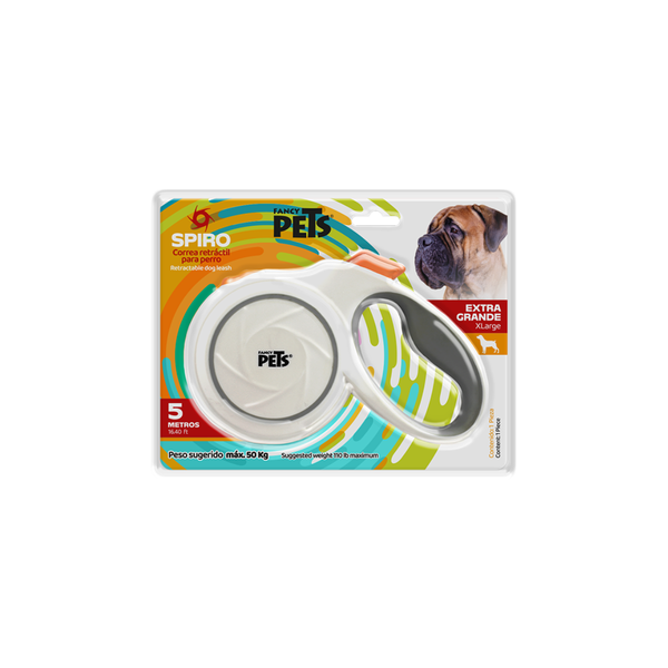 CORREA PARA PERRO RETRACTIL SPIRO MED BLANCA