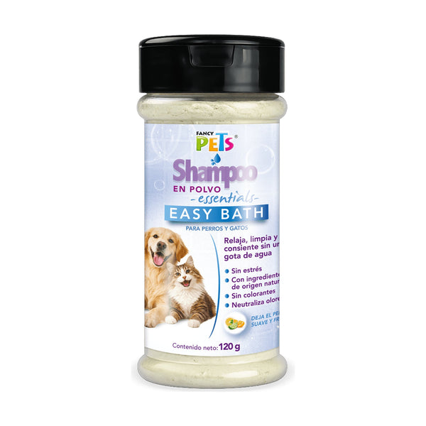 Fancy Pets Essentials Easy Bath shampoo en polvo para baño en seco de perro y gato, 120 g