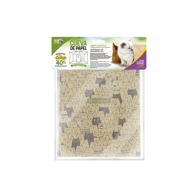 CUEVA DE PAPEL CON CATNIP PARA GATO FANCY PETS